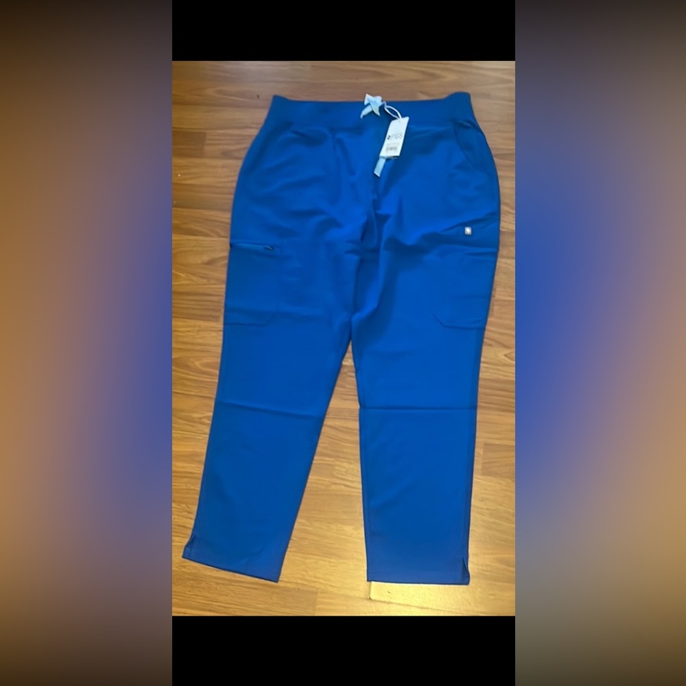 Figs royal blue yola high waisted 2.0 skinny scrub pants
